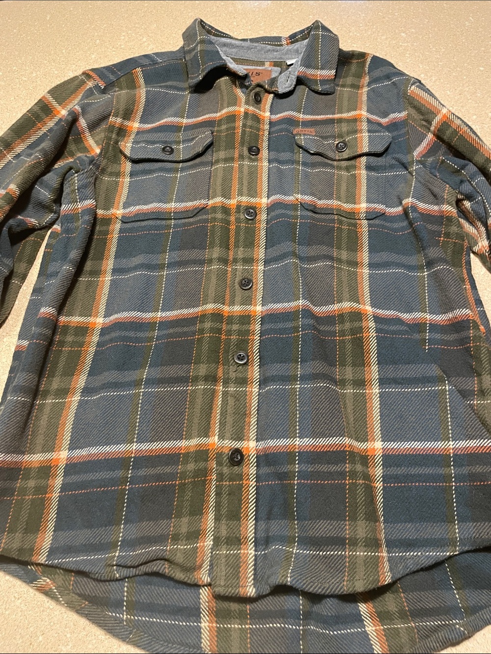 Orvis Casual Plaid Button-Down “Shakit” with Pockets in Blue and Green